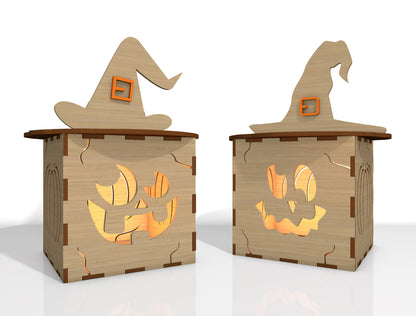 Halloween Pumpkin Face Lantern SVG Bundle Laser Cut File | 35 Pumpkin Face Designs | Spooky Light Decor | Glowforge, xTool, LightBurn, etc.