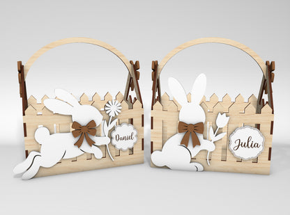 12 Easter Bunny Basket Bundle SVG Laser Cut for Glowforge and xTool