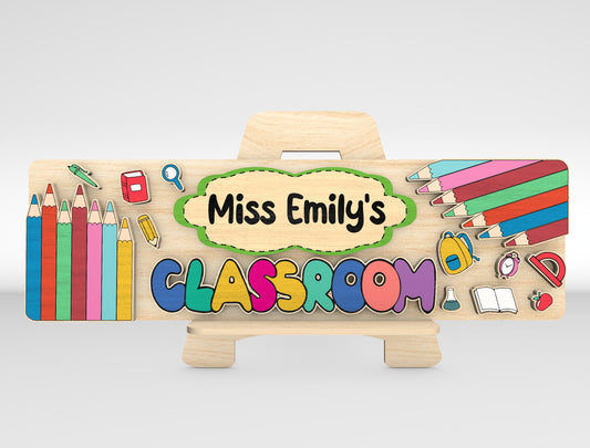 Personalized Teacher Name Plate SVG Laser Cut File for Glowforge Users