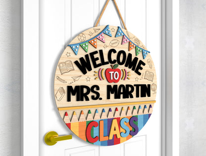 Personalized Boho Floral Teacher Door Sign SVG Laser Cut File for Glowforge and xTool