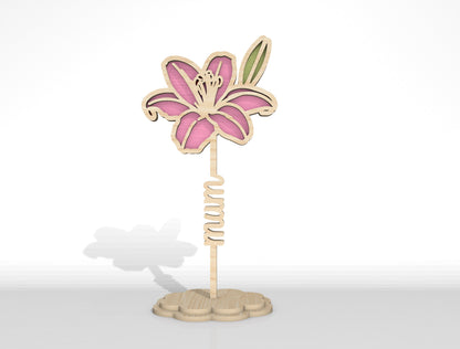Personalized Standing Flower Name Sign SVG Laser Cut File for Glowforge and xTool