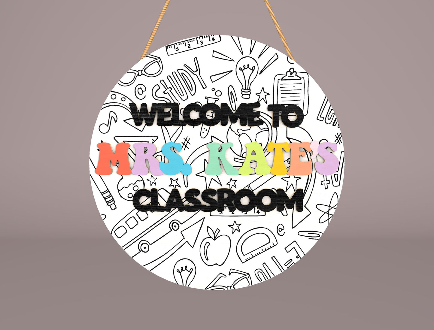 Personalized Retro Doodle Door Sign SVG for Glowforge and LightBurn