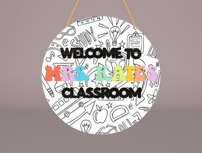Personalized Retro Doodle Door Sign SVG for Glowforge and LightBurn