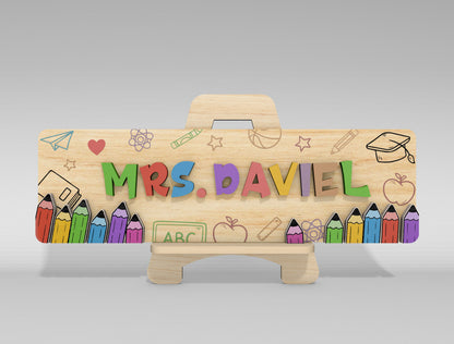 Personalized Teacher Desk Name Plate SVG Laser Cut File for Glowforge and xTool