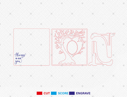 Tree of Life Heart Photo Memorial SVG for Glowforge and xTool