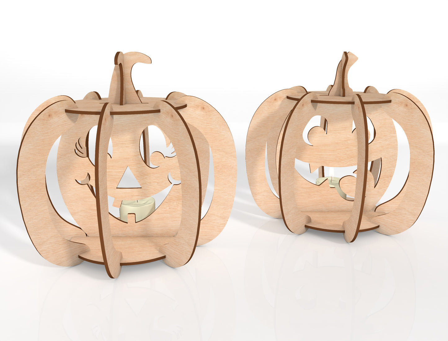 3D Pumpkin Lantern SVG Bundle Laser Cut File | 4 Pumpkin Lantern Designs | Halloween Light Decor | Glowforge, xTool, LightBurn, etc.