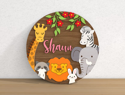 Personalized Safari Baby Name SVG File for xTool LightBurn