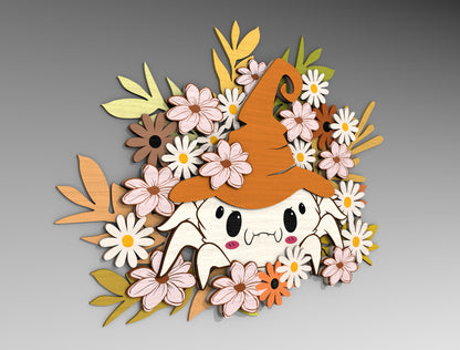 Halloween Spider Flower SVG Bundle Standing Shelf Sitter for LightBurn xTool Glowforge 2 Designs