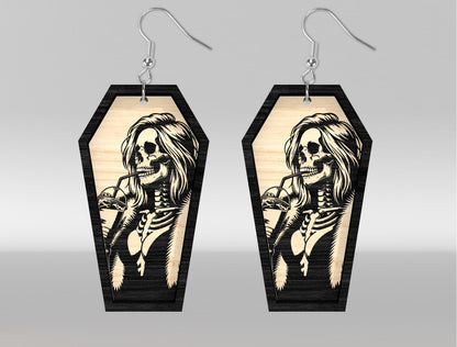 8 Skeleton Coffin Earrings SVG Halloween Laser Cut Bundle for LightBurn