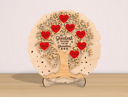 Grandma Family Tree SVG My Greatest Blessings for Glowforge and xTool