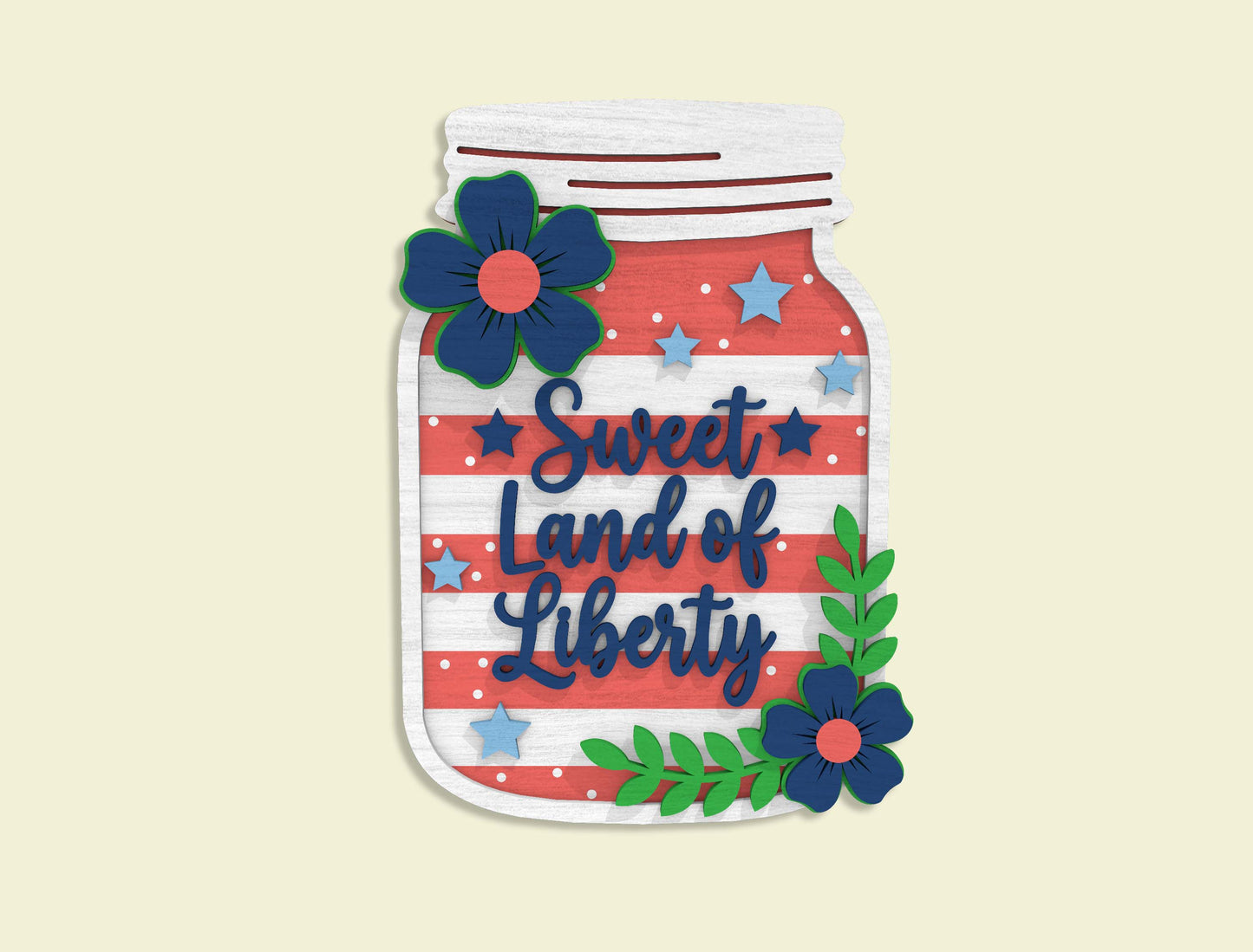 4th of July Mason Jar Laser Cut SVG Bundle for Glowforge