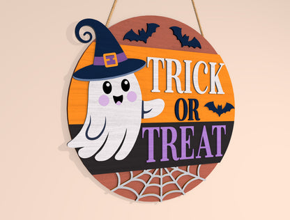 Trick or Treat Ghost Door Hanger SVG Set for Glowforge xTool LightBurn