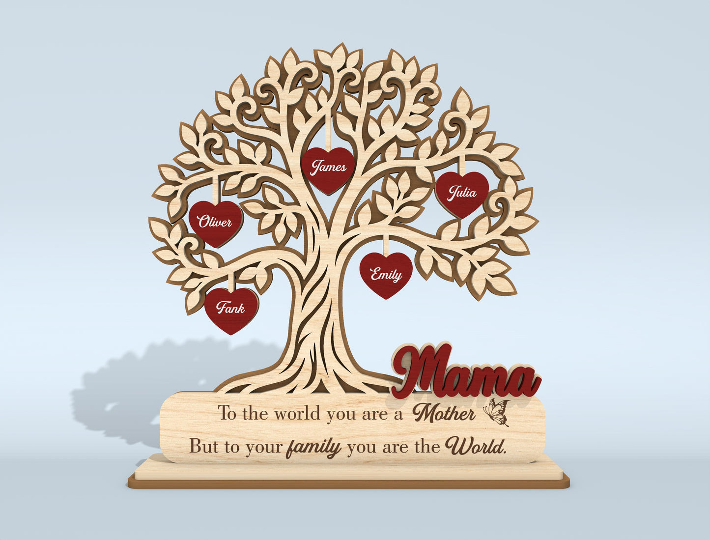 Personalized Family Tree Stand Sign SVG for Glowforge and xTool