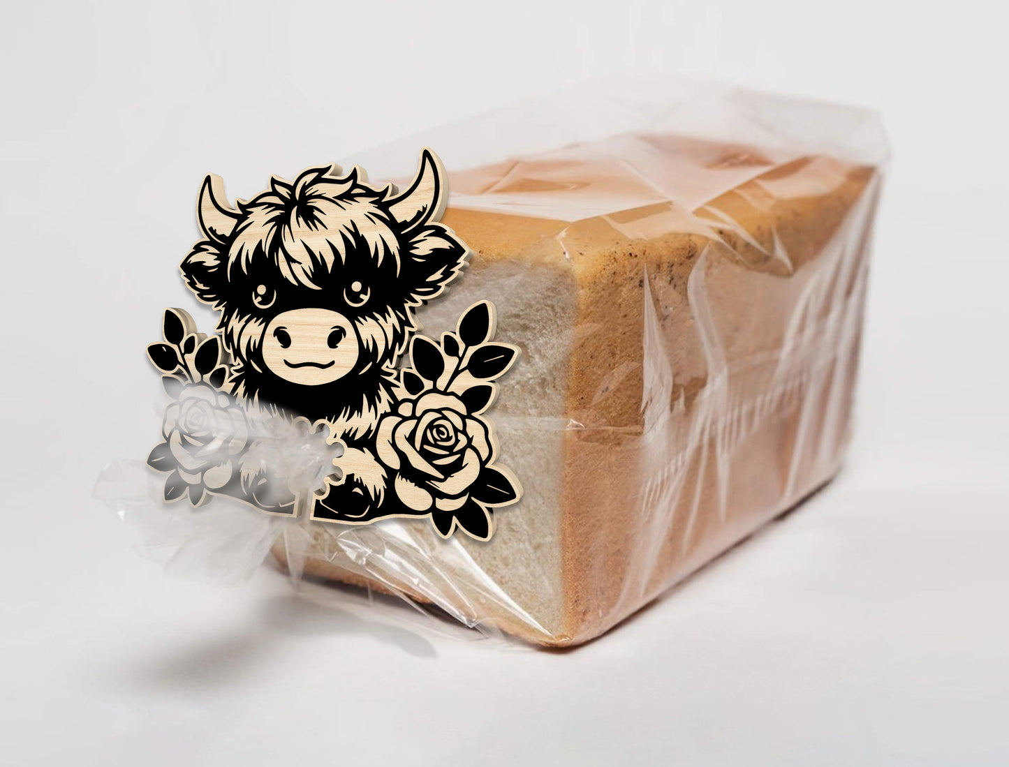 Highland Cow Bread Bag Clip Holders SVG Bundle Laser Cut File