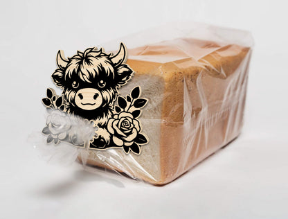Highland Cow Bread Bag Clip Holders SVG Bundle Laser Cut File