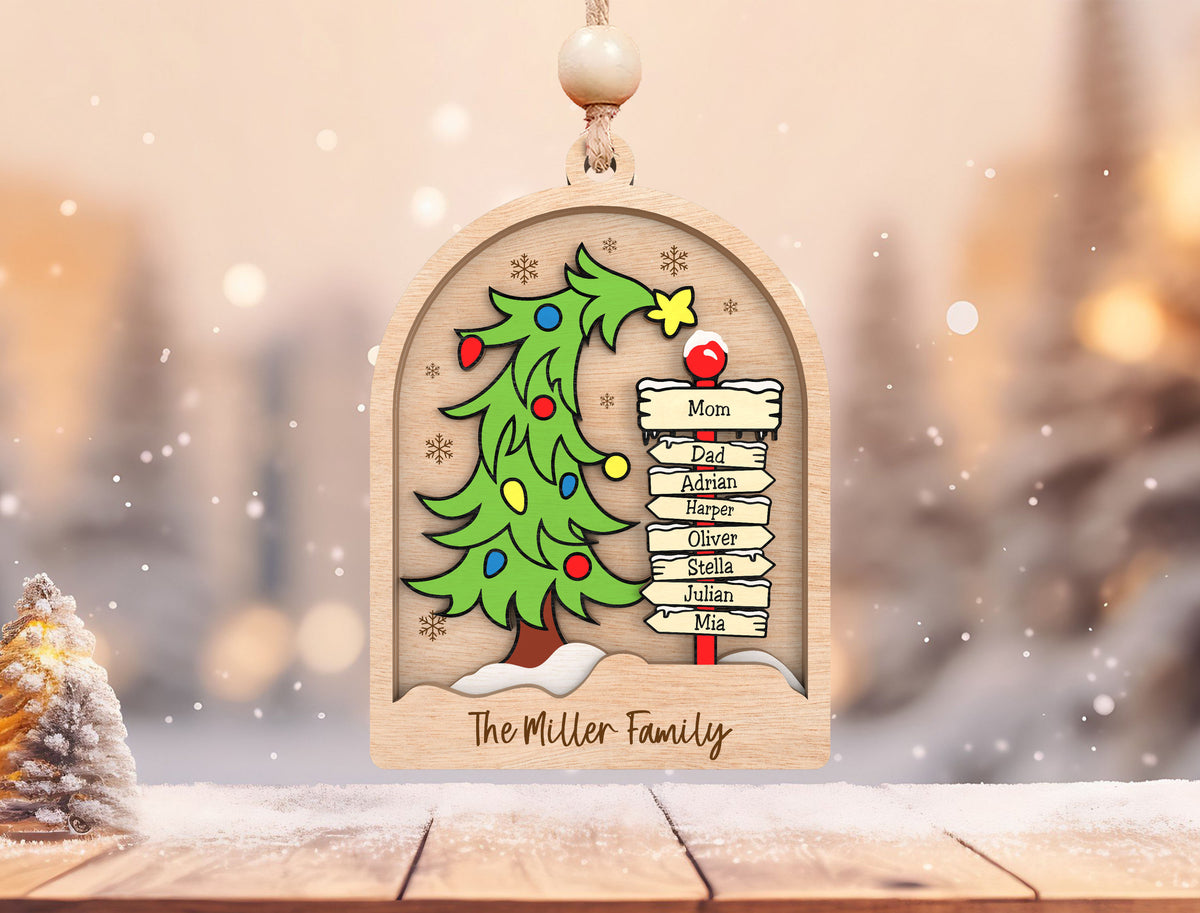 Personalized Family Signpost Christmas Ornament SVG Laser Cu 5