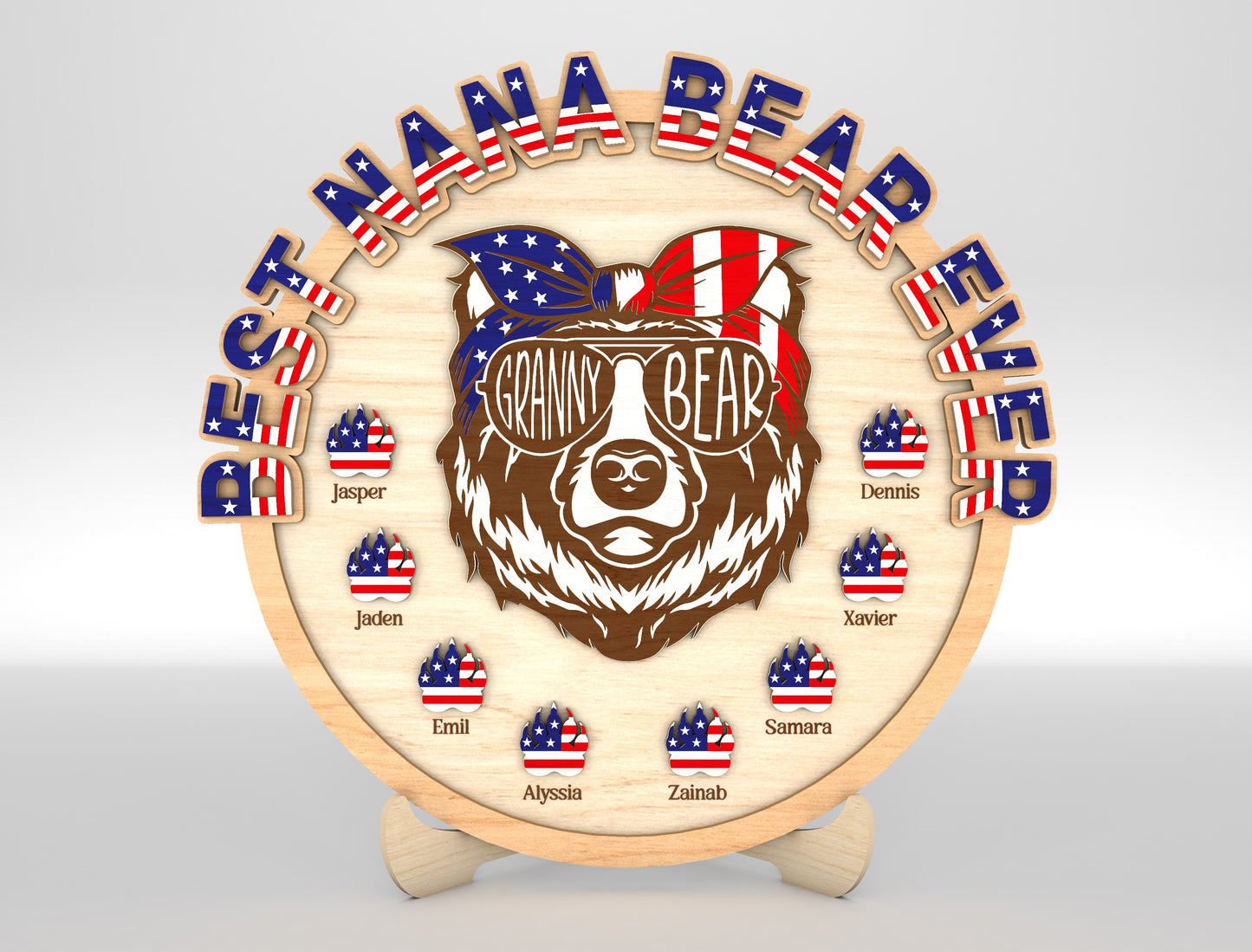 Personalized Patriotic Mama Bear Sign SVG Laser Cut File for xTool