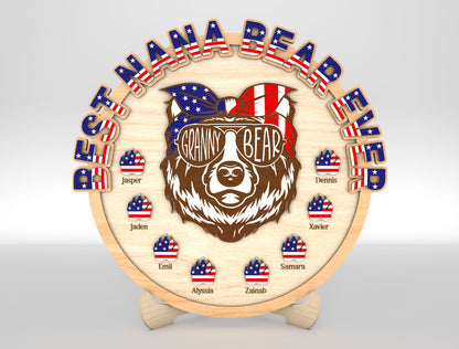 Personalized Patriotic Mama Bear Sign SVG Laser Cut File for xTool