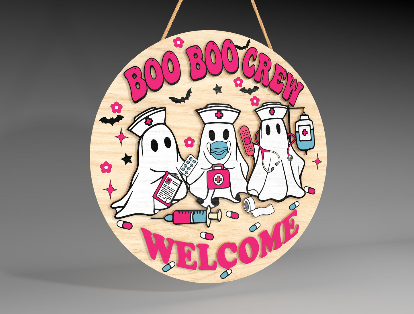 Halloween Cow Ghost Round Sign SVG Bundle 3 Designs for xTool LightBurn