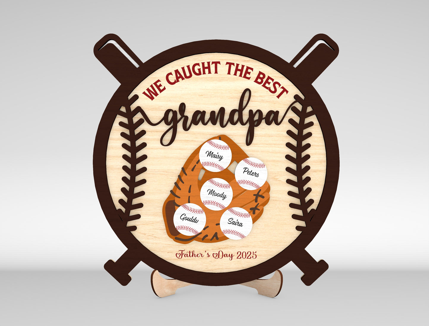 Personalized Baseball Dad Sign SVG Laser Cut File for Glowforge and xTool