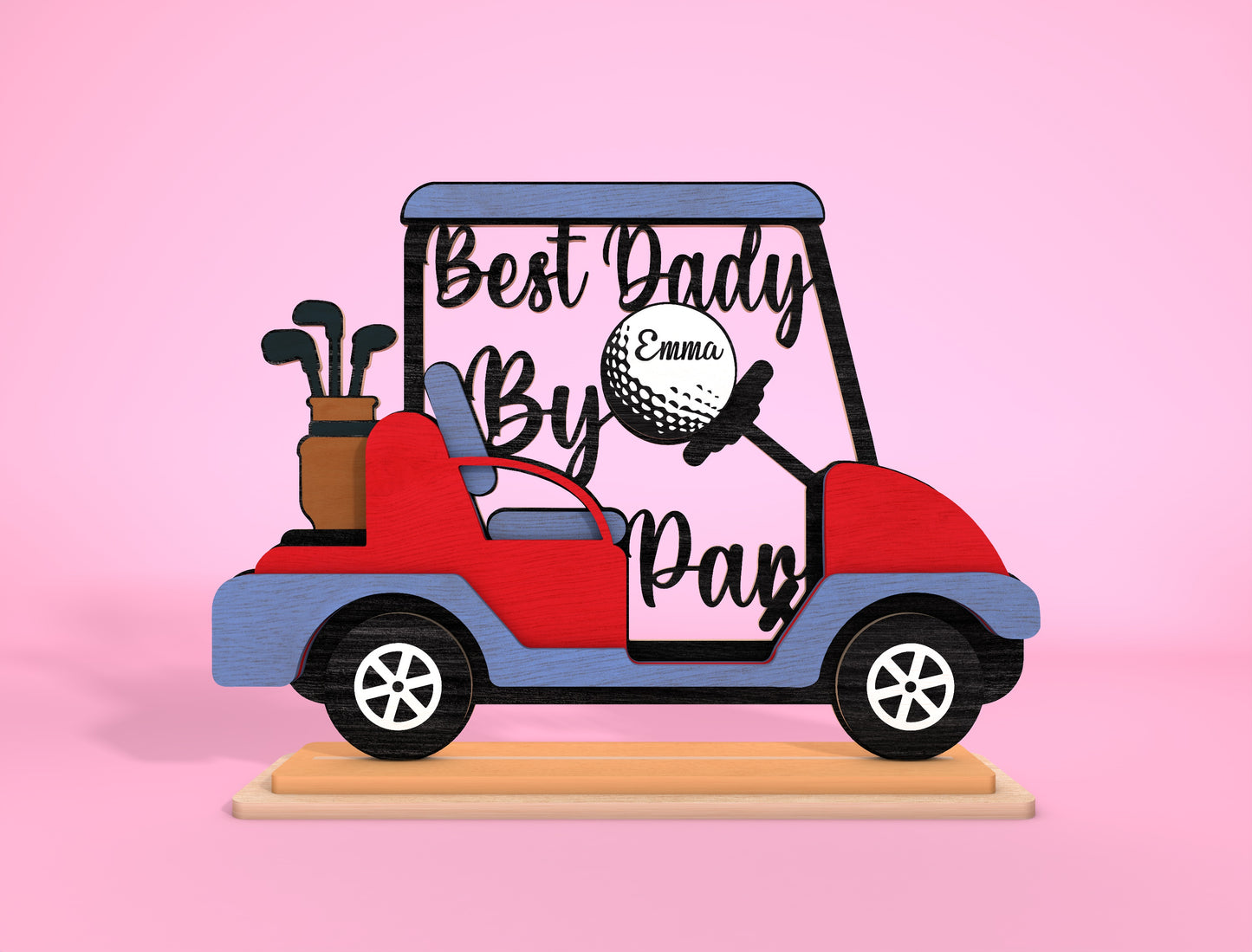 Personalized Golf Cart Dad Sign SVG Laser Cut File for Glowforge and LightBurn