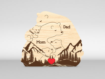 Bear Family Mountain Sign SVG Laser Cut File for LightBurn and Glowforge