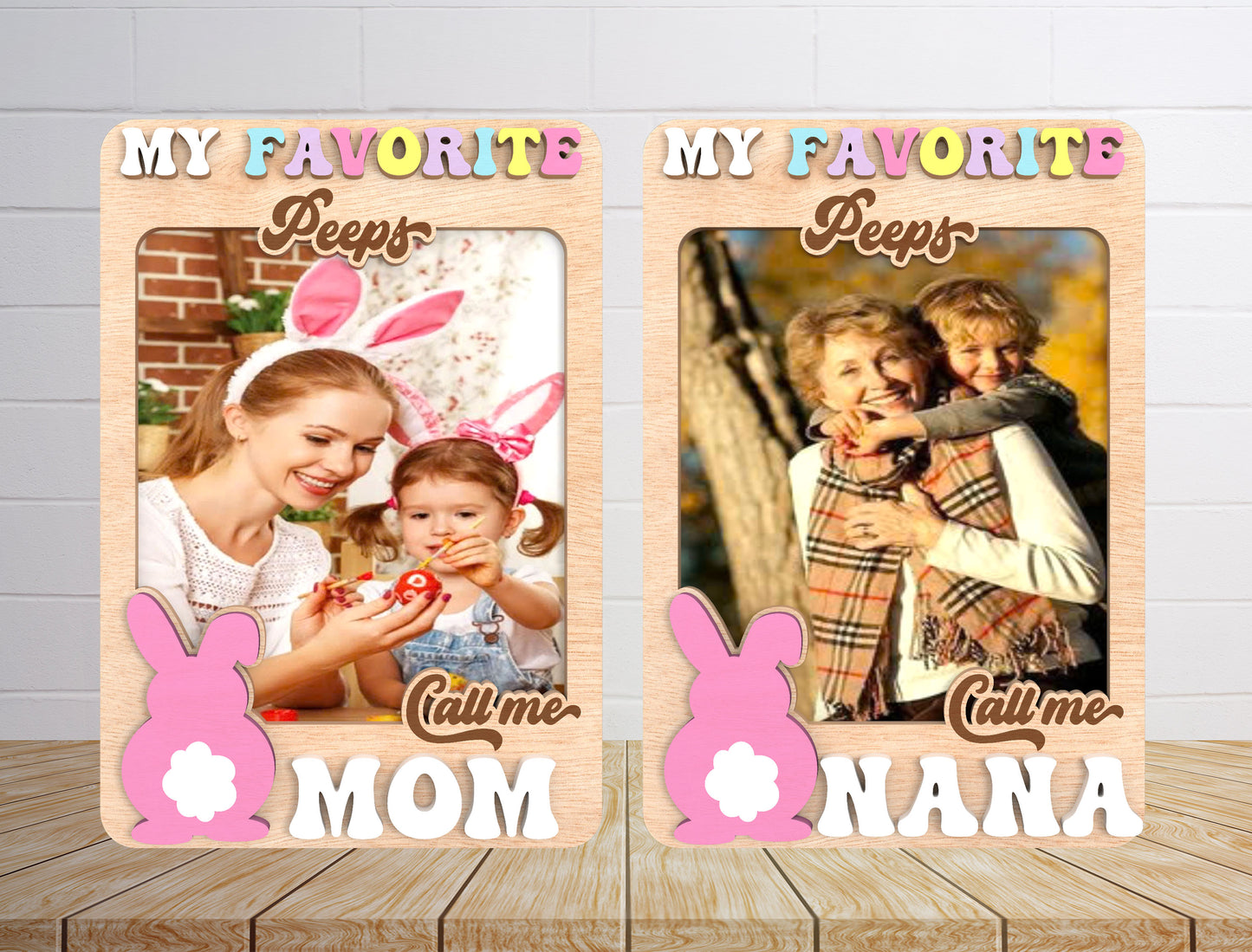 My Favorite Peeps Photo Frame SVG Easter Bunny Family for Glowforge