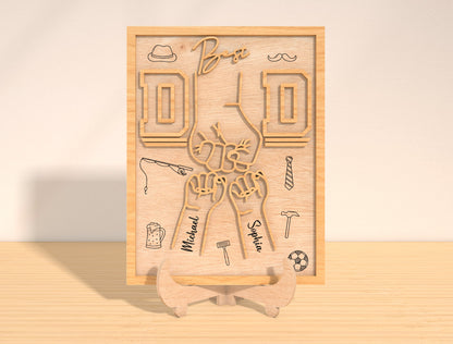 Best Dad Team Laser Cut File | Father Hand Fist Sign | Sports & Hobby Wooden Decor | Glowforge, xTool, LightBurn, etc.