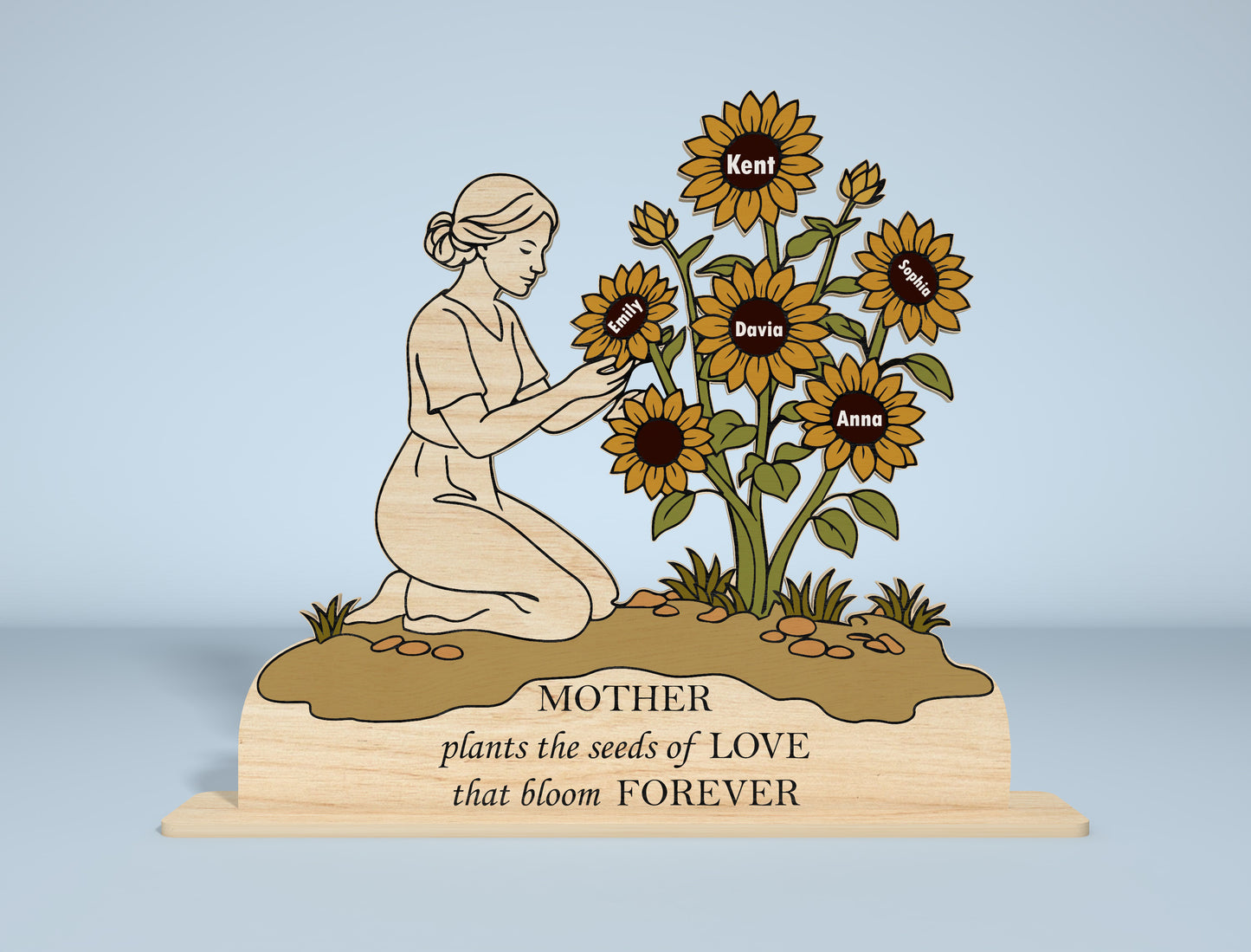 Sunflower Stand Sign SVG Engraved Mom Design for xTool