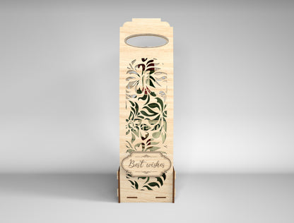 Wooden Wine Bottle Gift Box Bundle SVG Laser Cut File for xTool and Glowforge