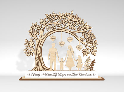 Personalized Family Tree Custom Name Sign SVG for LightBurn and xTool