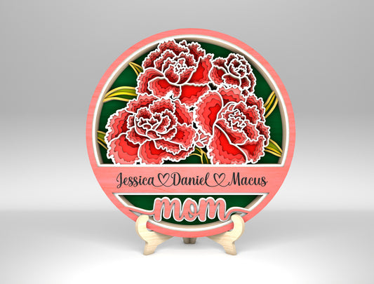 Personalized Mom Peony Floral Sign SVG Bundle for Glowforge