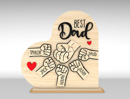 Personalized Best Dad Fist Bump Sign SVG Laser Cut File for Glowforge and xTool