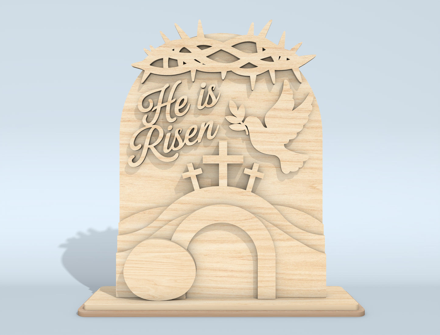He Is Risen Easter Tabletop Decor Bundle | Religious Cross & Tomb Laser Cut File | Digital Download | Ready to Cut for Glowforge, xTool, LightBurn, etc.