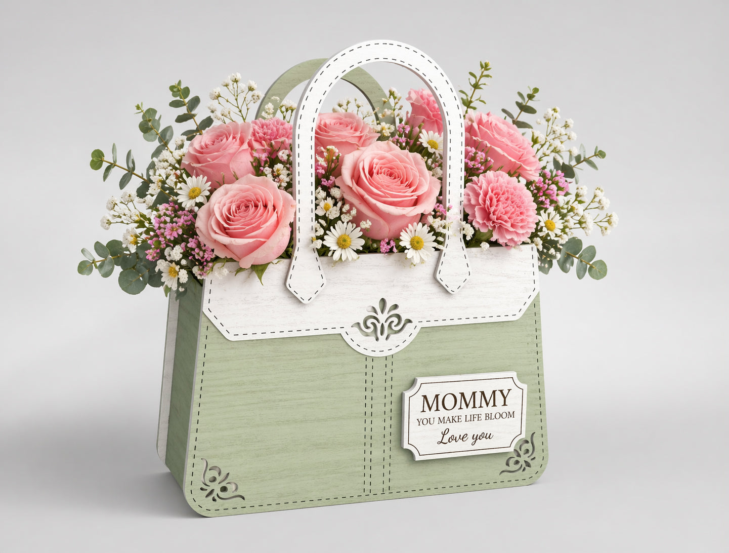 3D Flower Basket SVG Bundle Decorative Wooden Carrier Laser Cut File for xTool and LightBurn
