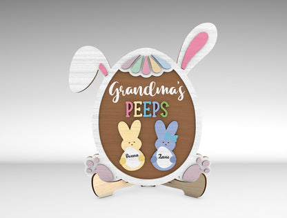 Personalized Easter Bunny Family Sign SVG Grandma Peeps for Glowforge
