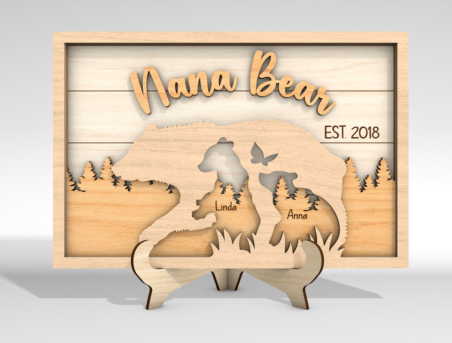 Custom Name Mama Bear Cub Sign SVG for Glowforge and LightBurn