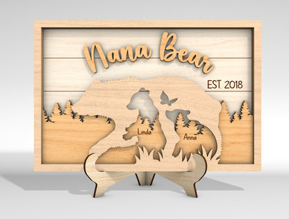 Custom Name Mama Bear Cub Sign SVG for Glowforge and LightBurn