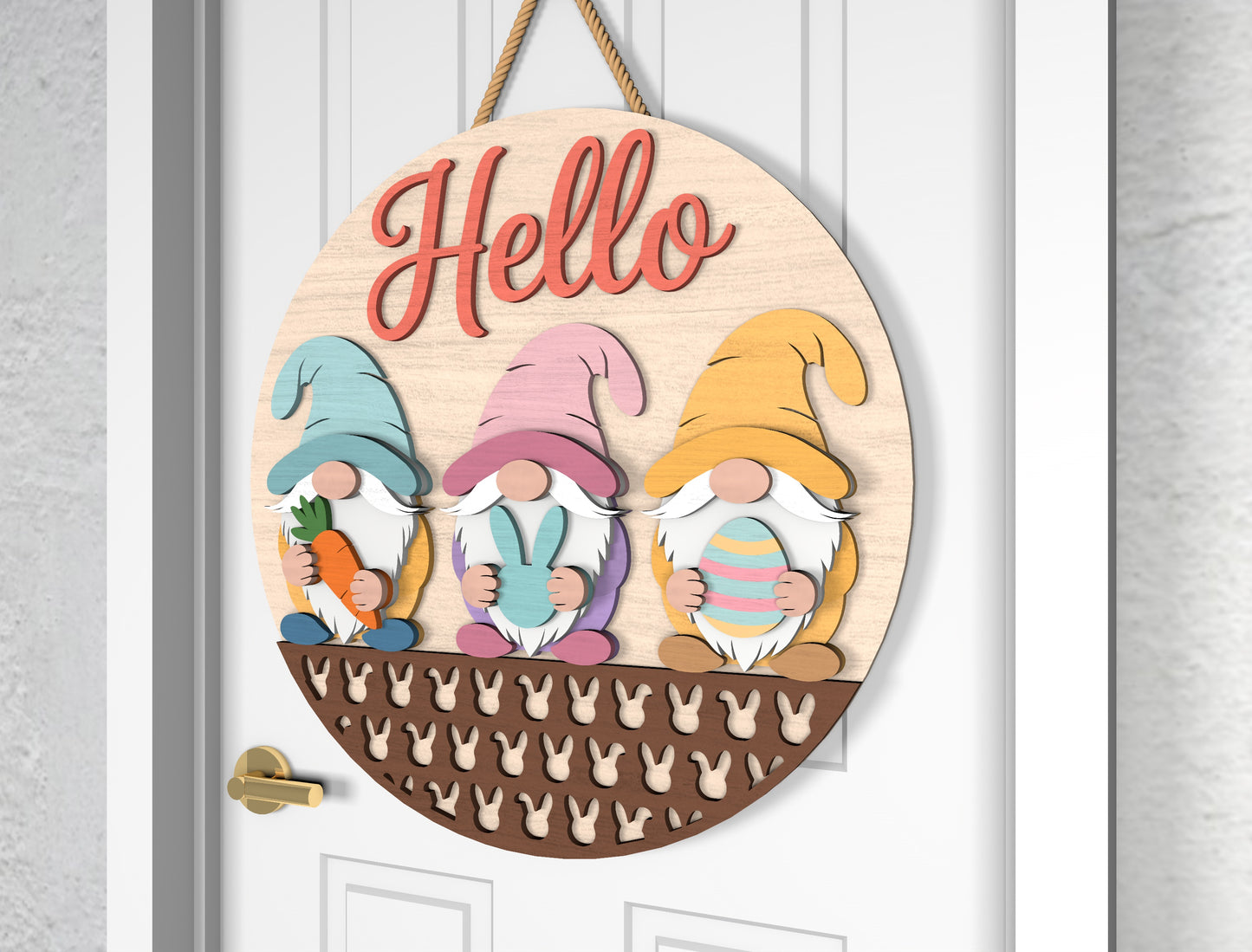 Easter Gnome Door Hanger SVG Bundle 2 Spring Designs for Glowforge and xTool