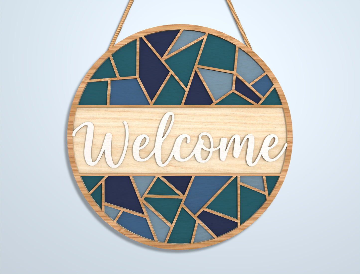 Geometric Welcome Door Sign SVG Bundle for LightBurn and Glowforge