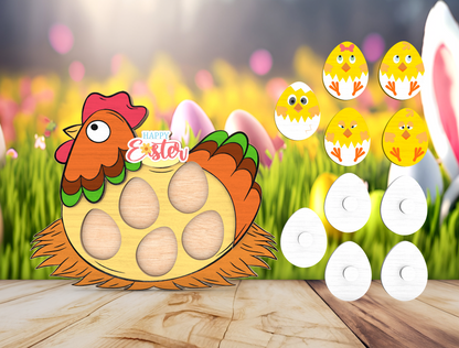 Chicken Easter Board Game SVG Wooden Egg Matching for LightBurn and xTool