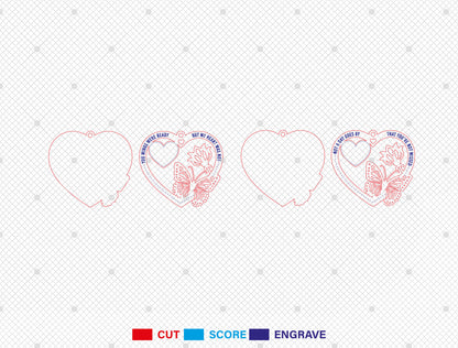 Memorial Butterfly Heart Ornament SVG Laser Cut File for Lightburn