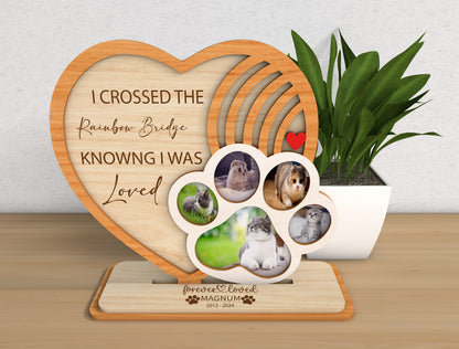 Pet Memorial Photo Frame SVG Paw Heart Tabletop Sign Laser Cut File for Glowforge