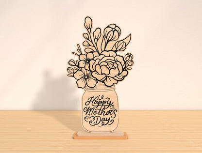Mom Floral Vase Sign SVG Bundle Mother's Day for Glowforge and xTool