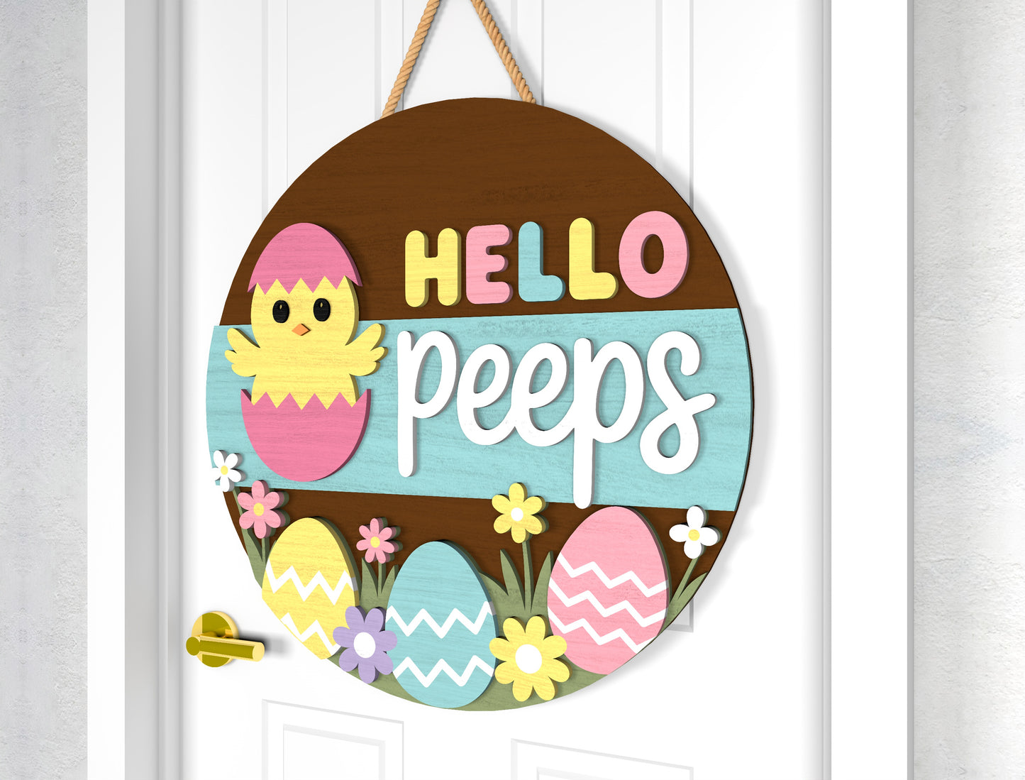 Bunny Love Easter Door Sign SVG Hello Peeps Cute Kawaii for Glowforge and xTool