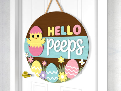 Bunny Love Easter Door Sign SVG Hello Peeps Cute Kawaii for Glowforge and xTool