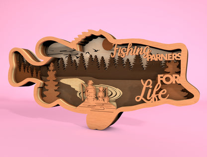 Father’s Day Fishing Multilayer SVG Laser Cut File for Glowforge