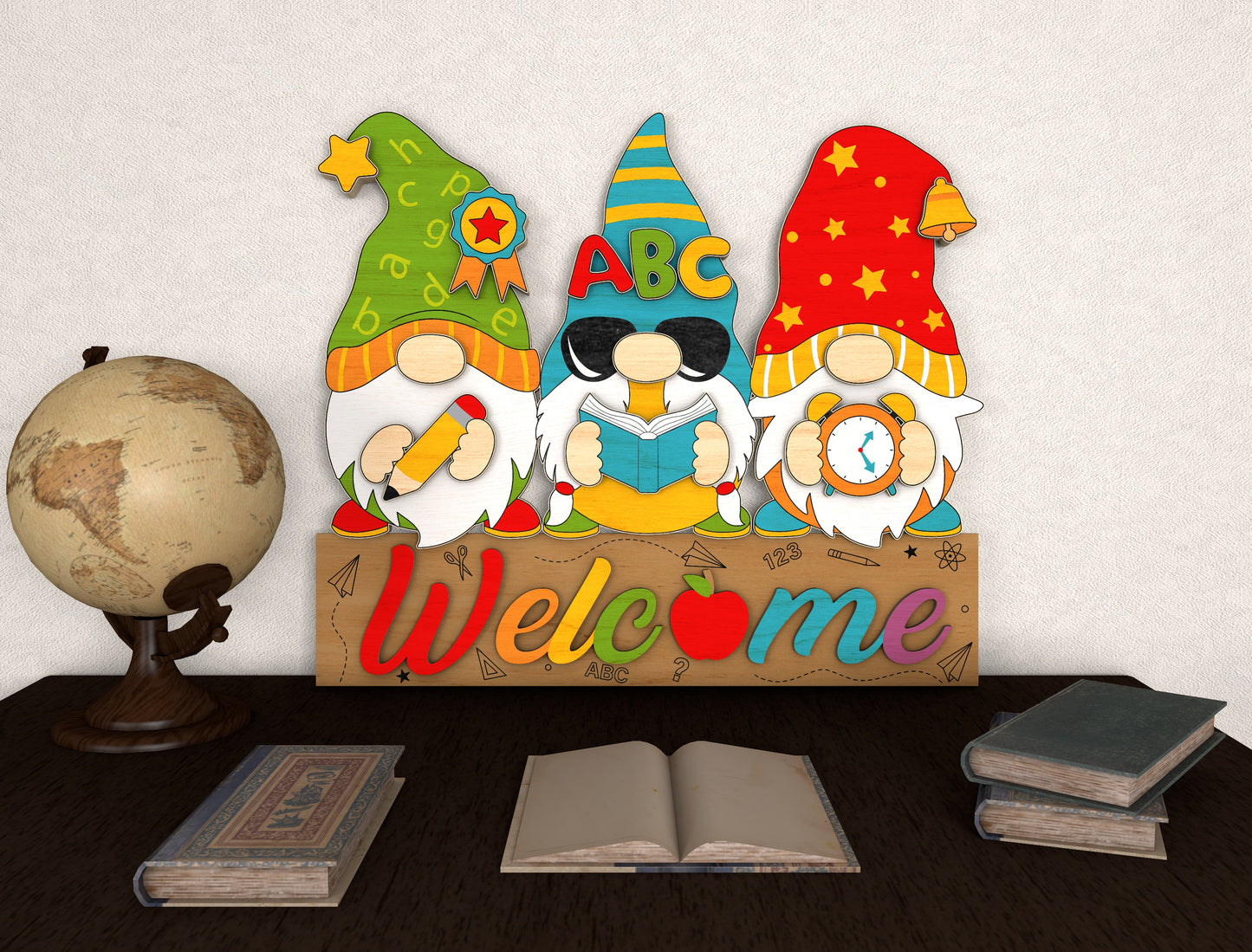 Gnome Classroom Door Hanger SVG Laser Cut File for Glowforge
