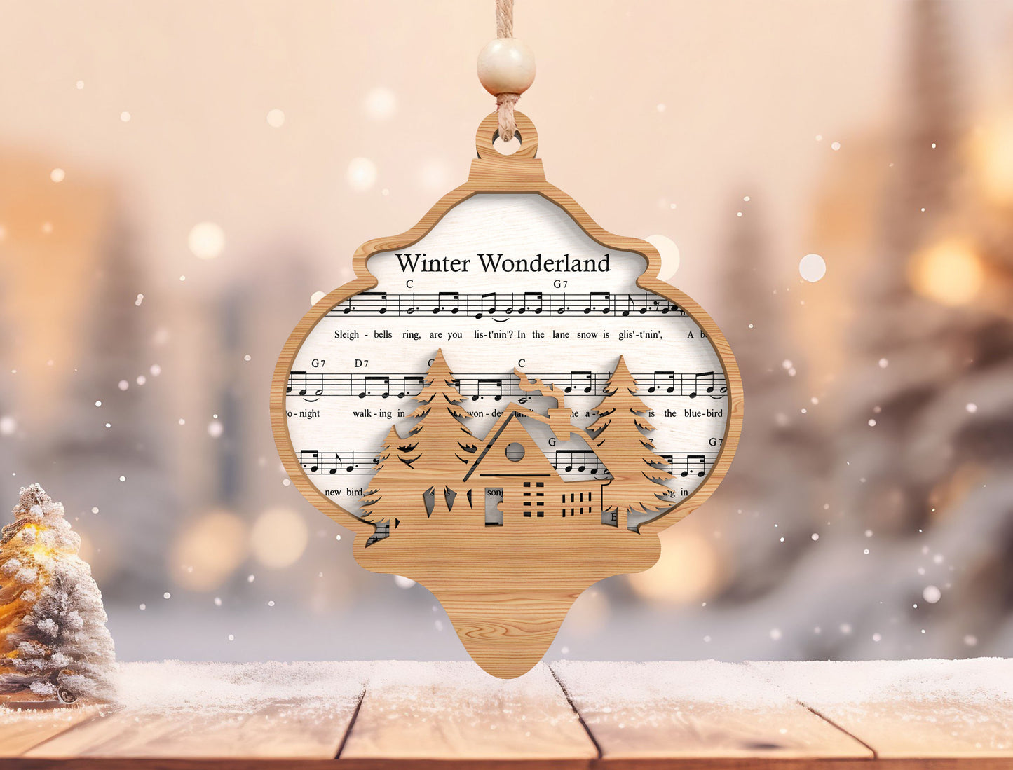 Christmas Sheet Music Ornament Laser Cut File | Vintage Hanging Ornament | Ready to Cut | Glowforge, xTool, LightBurn, etc.