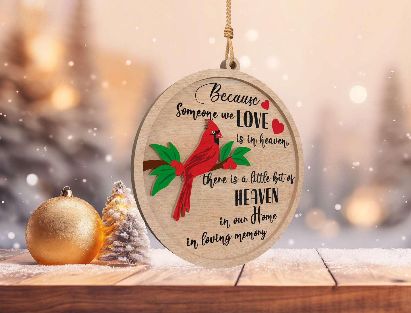 Cardinal Memorial Ornament SVG Laser Cut File for xTool and Glowforge